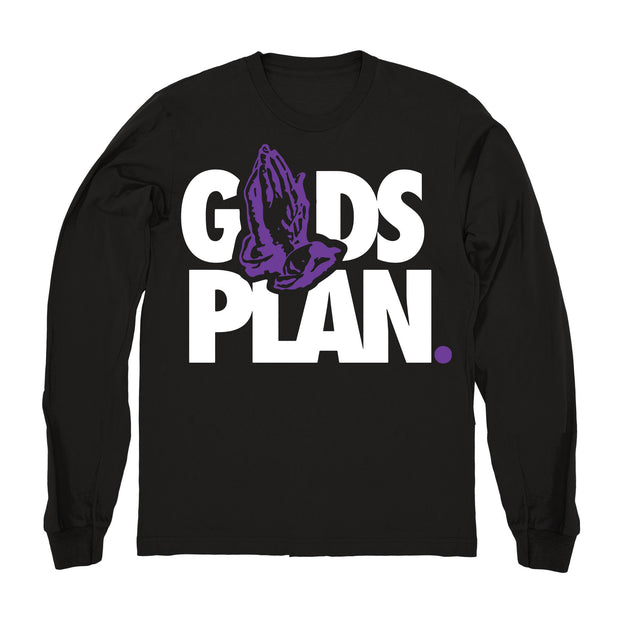 Youth 11 Concord shirt | Drake Gods Plan - Retro 11 Concord 2018 / Black Long Sleeve tee shirts