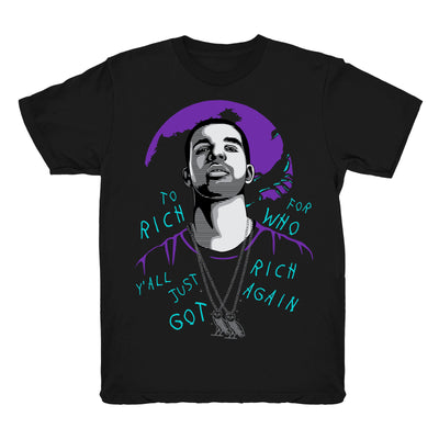 Youth 5 Grape shirt | Drake To Rich - Retro 5 Fresh Prince Grape black tee shirts