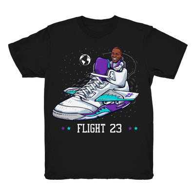 Women 5 Grape shirt | Flight 23 - Retro 5 Fresh Prince Grape Black tee shirts