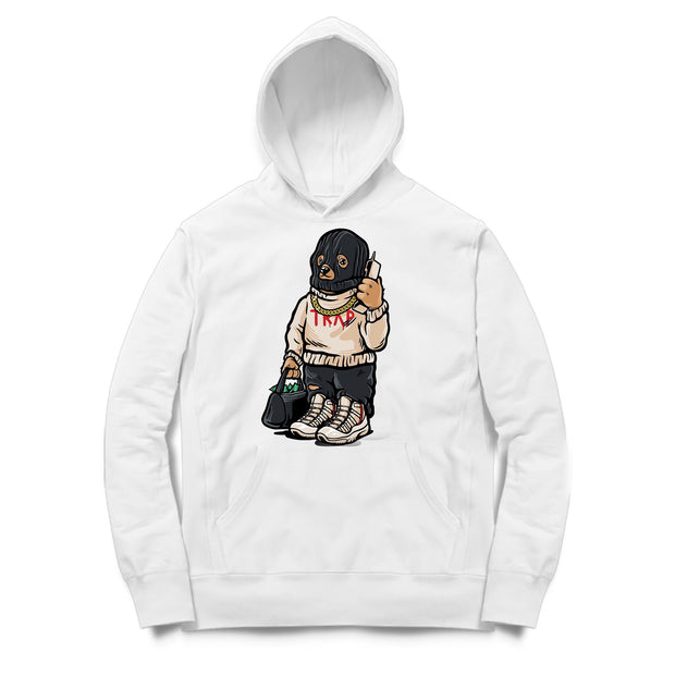 Youth 11 Platinum Tint Hoodie | Trap Bear - Retro 11 Platinum Tint / White Hooded tee shirt