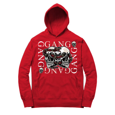 Youth 11 Platinum Tint Hoodie | Gang Gang - Retro 11 Platinum Tint / Red Hooded tee shirt