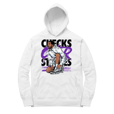 Women 11 Concord Hoodie | Drake Checks Over Stripes - Retro 11 Concord 2018 / White Hooded tee shirt