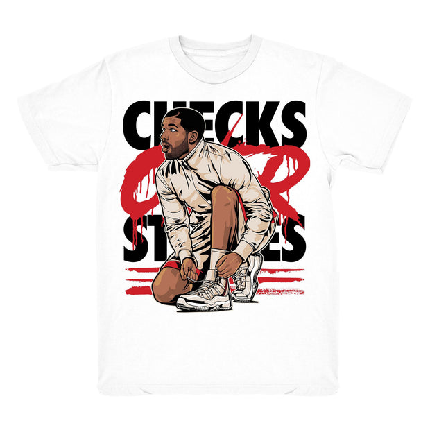 Women 11 Platinum Tint shirt | Drake Checks Over Stripes - Retro 11 Platinum Tint White tee shirts