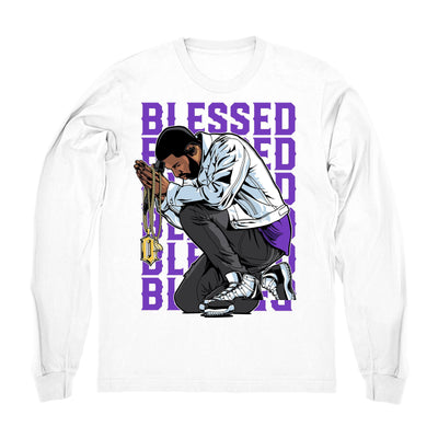 Women 11 Concord shirt | Drake Blessed - Retro 11 Concord 2018 / White Long Sleeve tee shirts