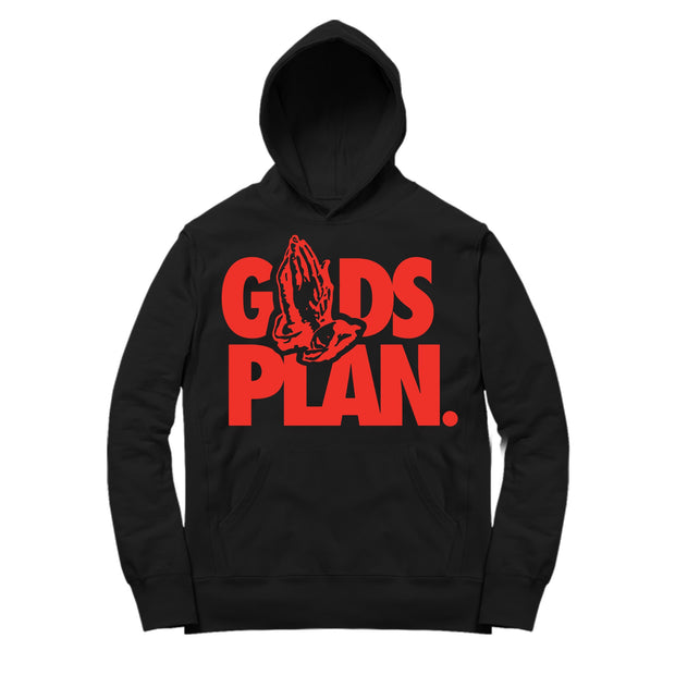 Youth Foamposite One Habanero Red Hoodie | Drake Gods Plan - Habanero Red Nike Foamposite / Black Hooded tee shirts