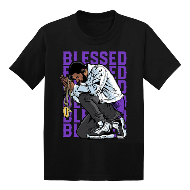 Youth 11 Concord Kids shirt | Drake Blessed - Retro 11 Concord 2018 / Youth Black tee shirts