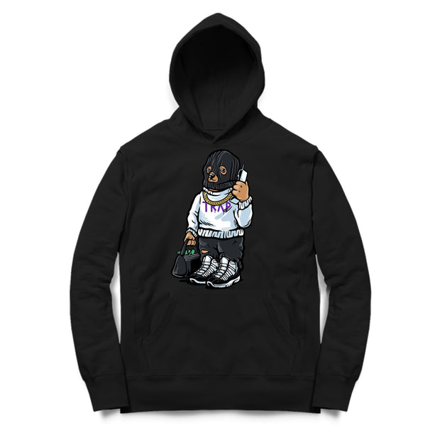 Youth 11 Concord Hoodie | Trap Bear - Retro 11 Concord 2018 Black Hooded tee shirt