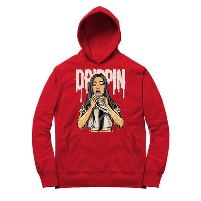 Women 11 Platinum Tint Hoodie | 11s Drippin - Retro 11 Platinum Tint / Red Hooded shirt