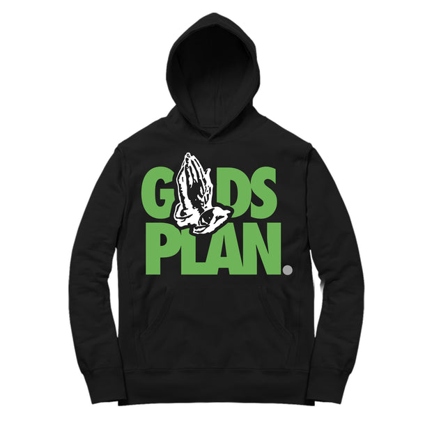 Youth 3 Chlorophyll Hoodie | Drake Gods Plan - Retro 3 Chlorophyll Tinker / Black Hooded tee shirts