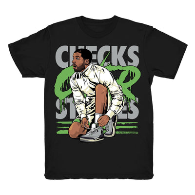 Youth 3 Chlorophyll shirt | Drake Check Over Stripes - Retro 3 Chlorophyll Tinker Black tee shirts