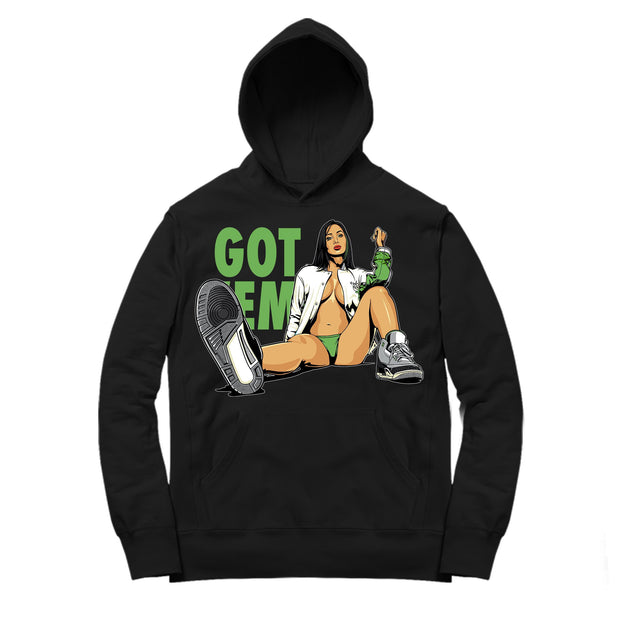 Women 3 Chlorophyll Hoodie | Got Em&#39; - Retro 3 Chlorophyll Tinker / Black Hooded tee shirts