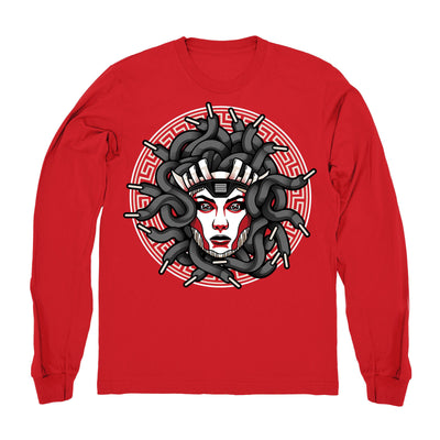 Youth 11 Platinum Tint shirt | Medusa Laced - Retro 11 Platinum Tint Red long sleeve tee shirts