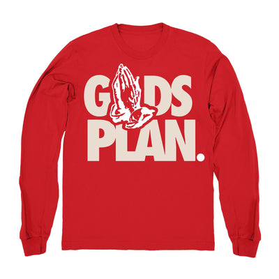 Men 11 Platinum Tint shirt | Drake Gods Plan - Retro 11 Platinum Tint Red long sleeve tee shirts
