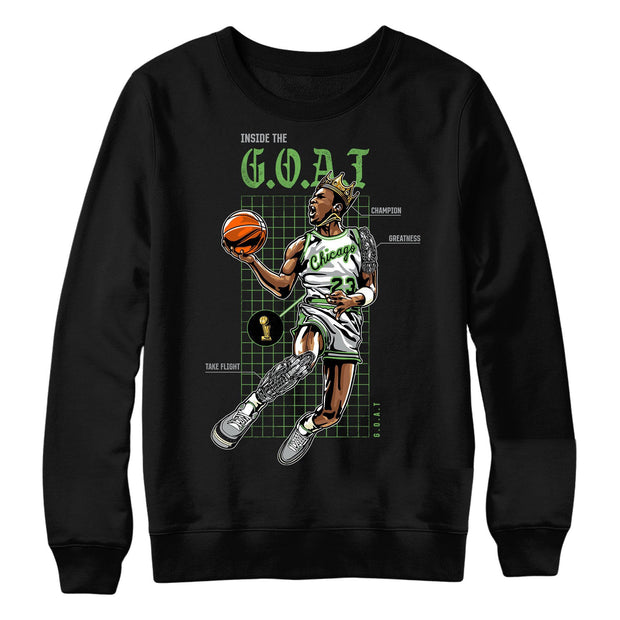 Youth 3 Chlorophyll Sweater | Inside The Goat - Retro 3 Chlorophyll Tinker / Black Crewneck tee shirts