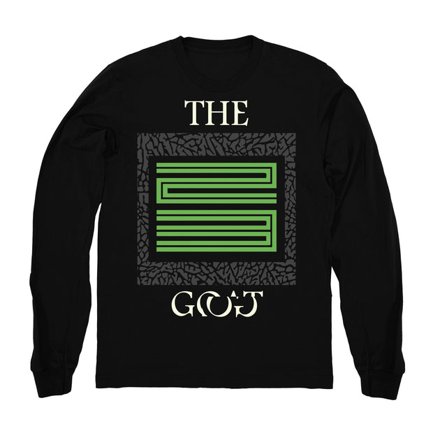 Youth 3 Chlorophyll shirt | The Goat 23 - Retro 3 Chlorophyll Tinker / Long Sleeve black tee shirts