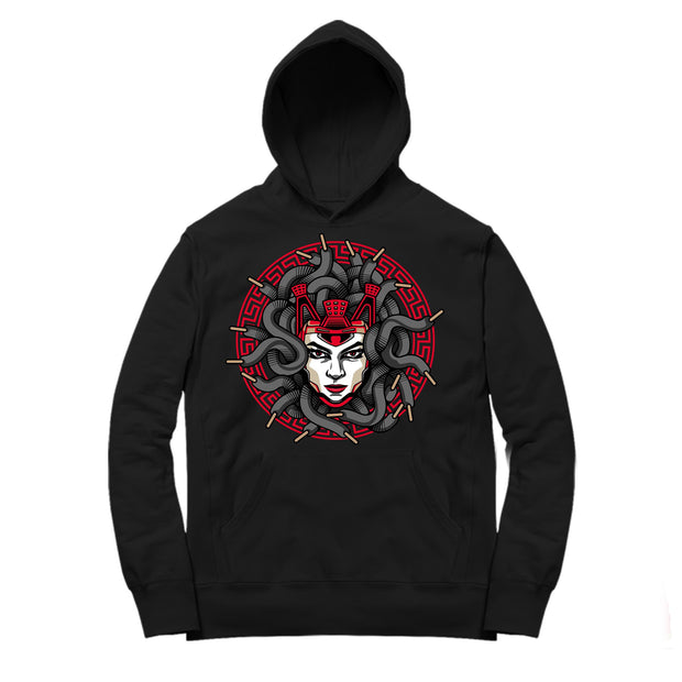 Youth 4 Fire Red Hoodie | Medusa Laced - Retro 4 Fire Red / black Hooded tee shirts