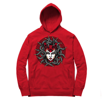 Men 4 Fire Red Hoodie | Medusa Laced - Retro 4 Fire Red / Red Hooded tee shirts