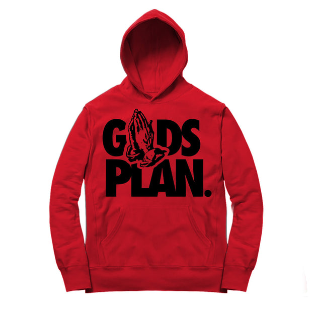 Youth 4 Fire Red Hoodie | Drake Gods Plan - Retro 4 Fire Red / Red Hooded tee shirts