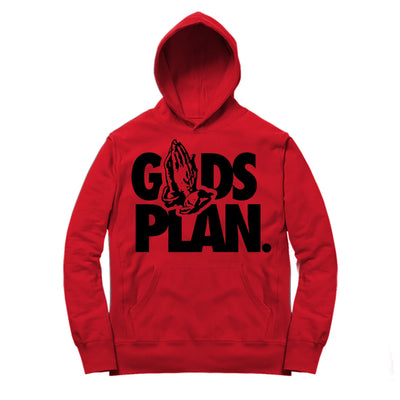 Men 4 Fire Red Hoodie | Drake Gods Plan - Retro 4 Fire Red / Red Hooded tee shirts
