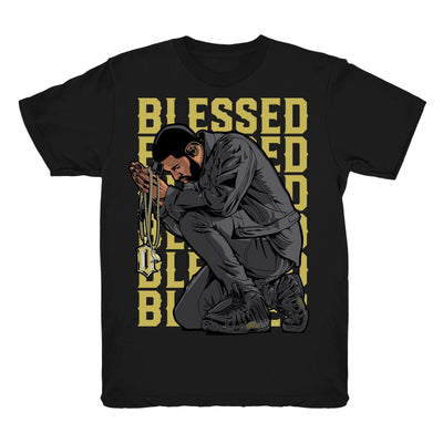 Youth Foamposite Black Metallic Gold shirt | Drake Blessed - Black Metallic Gold Nike Foamposite Pro / black tee shirts