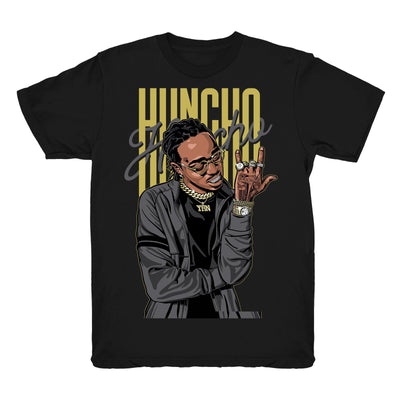 Youth Foamposite Black Metallic Gold shirt | Huncho - Black Metallic Gold Nike Foamposite Pro / black tee shirts