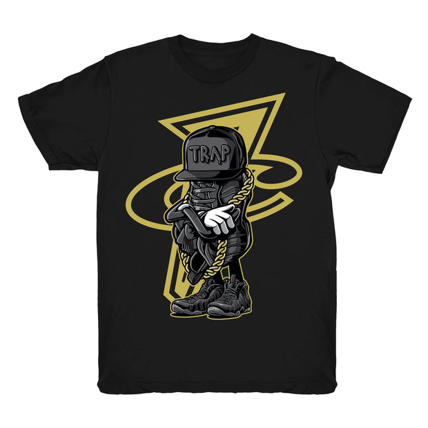 Youth Foamposite Black Metallic Gold shirt | Metallic Sneakerhead - Black Metallic Gold Nike Foamposite Pro / black tee shirts