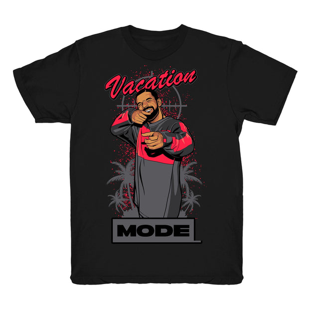 Youth 6 Infrared shirt | Drake Vacation Mode - Retro 6 Infrared 2019 / Black tee shirts