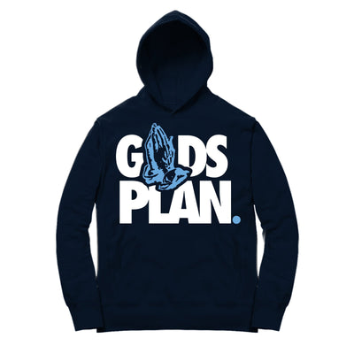 Men 9 UNC Hoodie shirt | Drake Gods Plan - Retro 9 UNC Hooded Navy tee shirts
