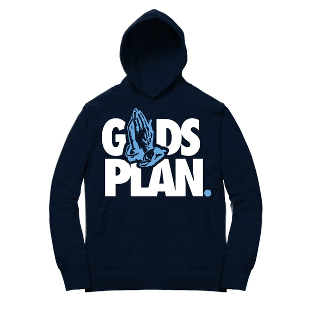 Youth 9 UNC Hoodie shirt | Drake Gods Plan - Retro 9 UNC Hooded Navy tee shirts