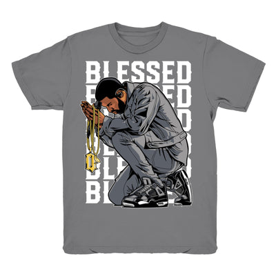 Men 4 Cool Grey shirt | Drake Blessed - Retro 4 Cool Grey / Grey tee shirts