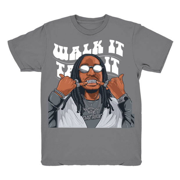 Women 4 Cool Grey shirt | Quavo Walk It - Retro 4 Cool Grey / Grey tee shirts