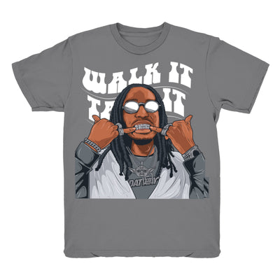 Youth 4 Cool Grey shirt | Quavo Walk It - Retro 4 Cool Grey / Grey tee shirts