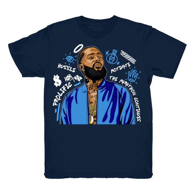 Youth 1 UNC shirt | Nipsey Forever Fly - Retro 1 UNC 2019 / Navy tee shirts