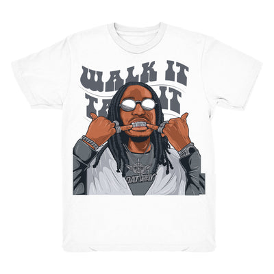 Youth 4 Cool Grey shirt | Quavo Walk It - Retro 4 Cool Grey / White tee shirts