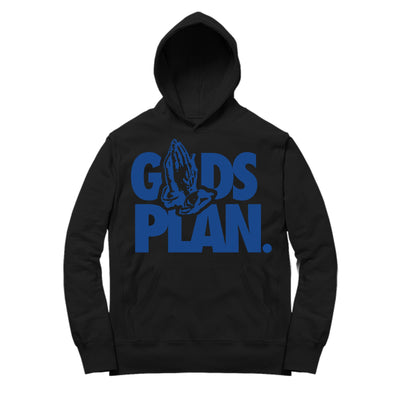 Youth 12 Game Royal Hoodie | God Plan - Retro 12 Game Royal / Black Hooded shirt