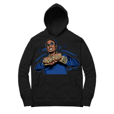 Youth 12 Game Royal Hoodie | Huncho Rings - Retro 12 Game Royal / Black Hooded shirt