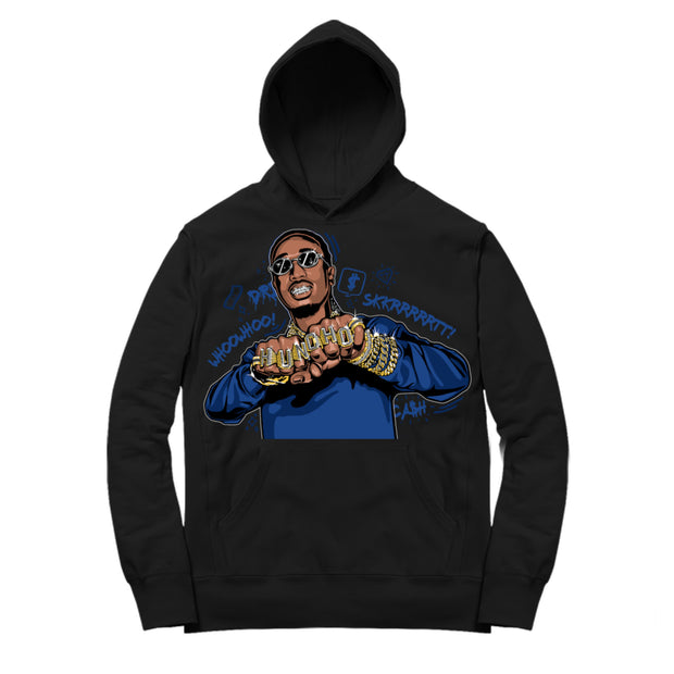 Women 12 Game Royal Hoodie | Huncho Rings - Retro 12 Game Royal / Black Hooded shirt