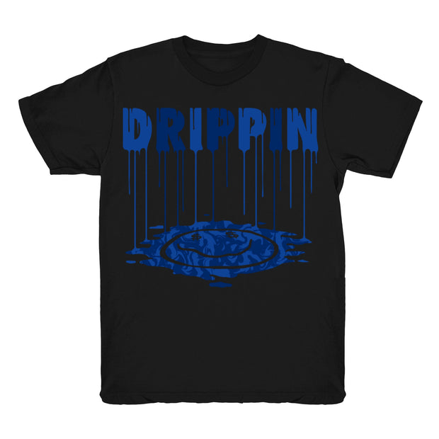 Youth 12 Game Royal shirt | Smiley Drip - Retro 12 Game Royal 2019 / Black tee shirts