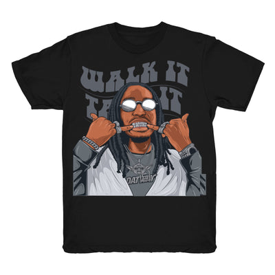 Youth 4 Cool Grey shirt | Quavo Walk It - Retro 4 Cool Grey / Black tee shirts