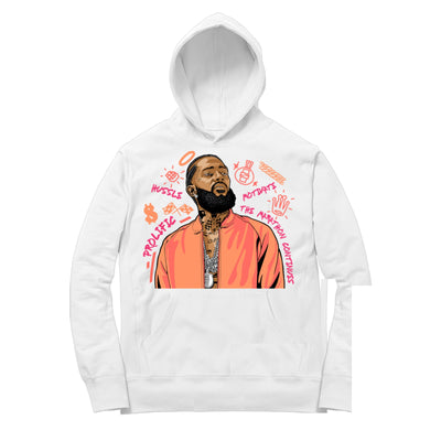 Women 12 Sunrise Hoodie | Nipsey Forever Fly - Retro 12 Hot Punch Sunrise / White Hooded shirt