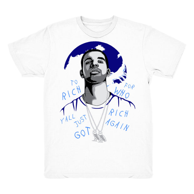 Women 1 UNC shirt | Drake To Rich - Retro 1 UNC 2019 / White tee shirts