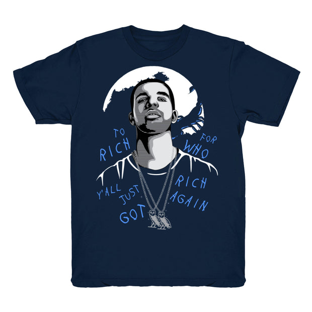 Women 1 UNC shirt | Drake To Rich - Retro 1 UNC 2019 / Navy tee shirts