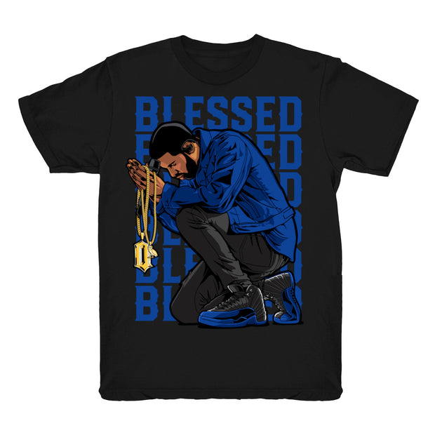 Women 12 Game Royal shirt | Drake Blessed - Retro 12 Game Royal 2019 / Black tee shirts