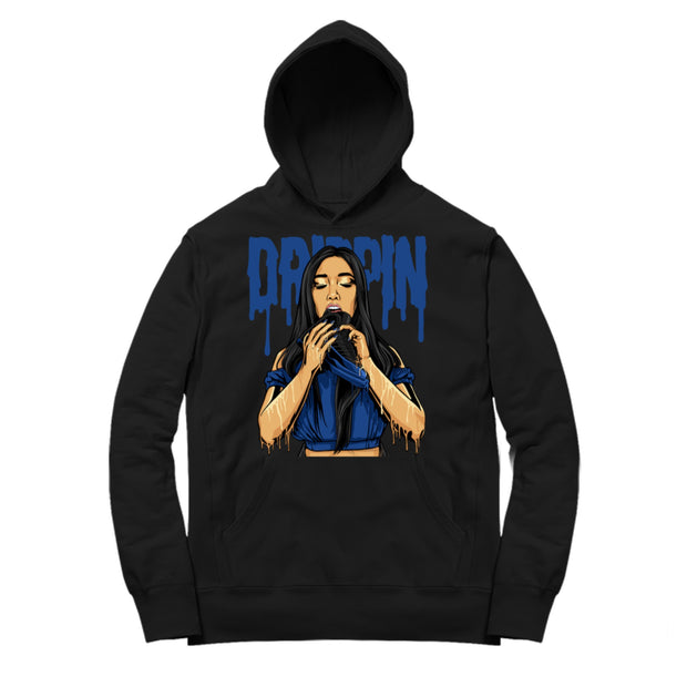 Youth 12 Game Royal Hoodie | Drippin - Retro 12 Game Royal / Black Hooded shirt