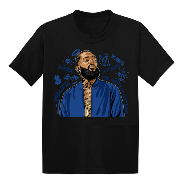 Youth 12 Game Royal Kids shirt | Nipsey Forever Fly - Retro 12 Game Royal 2019 / Youth Black tee shirts