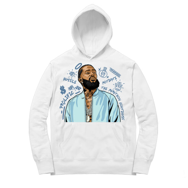 Youth Boost Cloud White 350 Hoodie shirt | Cloud 350 V2 Nipsey Forever Fly - Cloud White 350 V2 / White hooded tee shirt