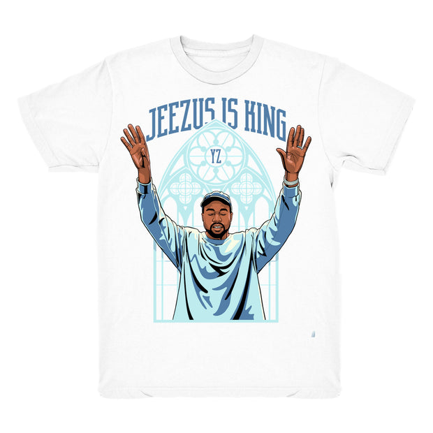 Youth Boost Cloud White 350 shirt | Jeezus Is King V2 - Cloud White 350 / white tee shirts