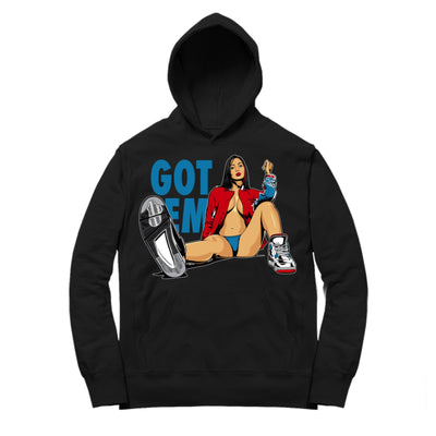 Youth 4 What The Hoodie shirt | Got Em - Retro 4 What The / Black hooded tee shirt