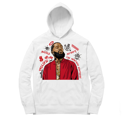 Youth 9 Gym Red Hoodie shirt | Nipsey Forever Fly - Retro 9 Gym Red / White Hooded tee shirts