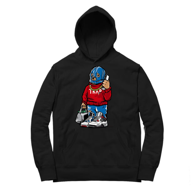 Youth 4 What The Hoodie shirt | Trap Bear - Retro 4 What The / Black hooded tee shirt